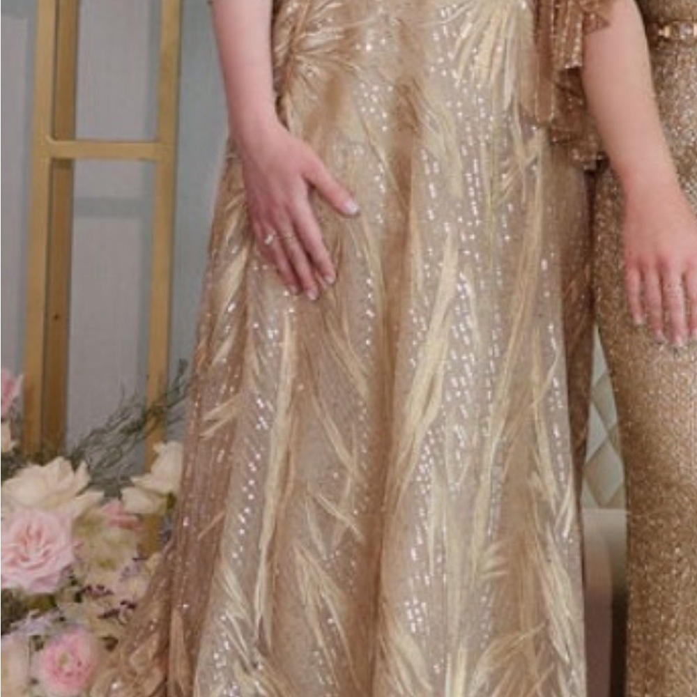 Rickie Freeman for Teri Jon Gold Maxi Dress